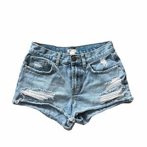 Billabong Light Blue Distressed Jean Shorts